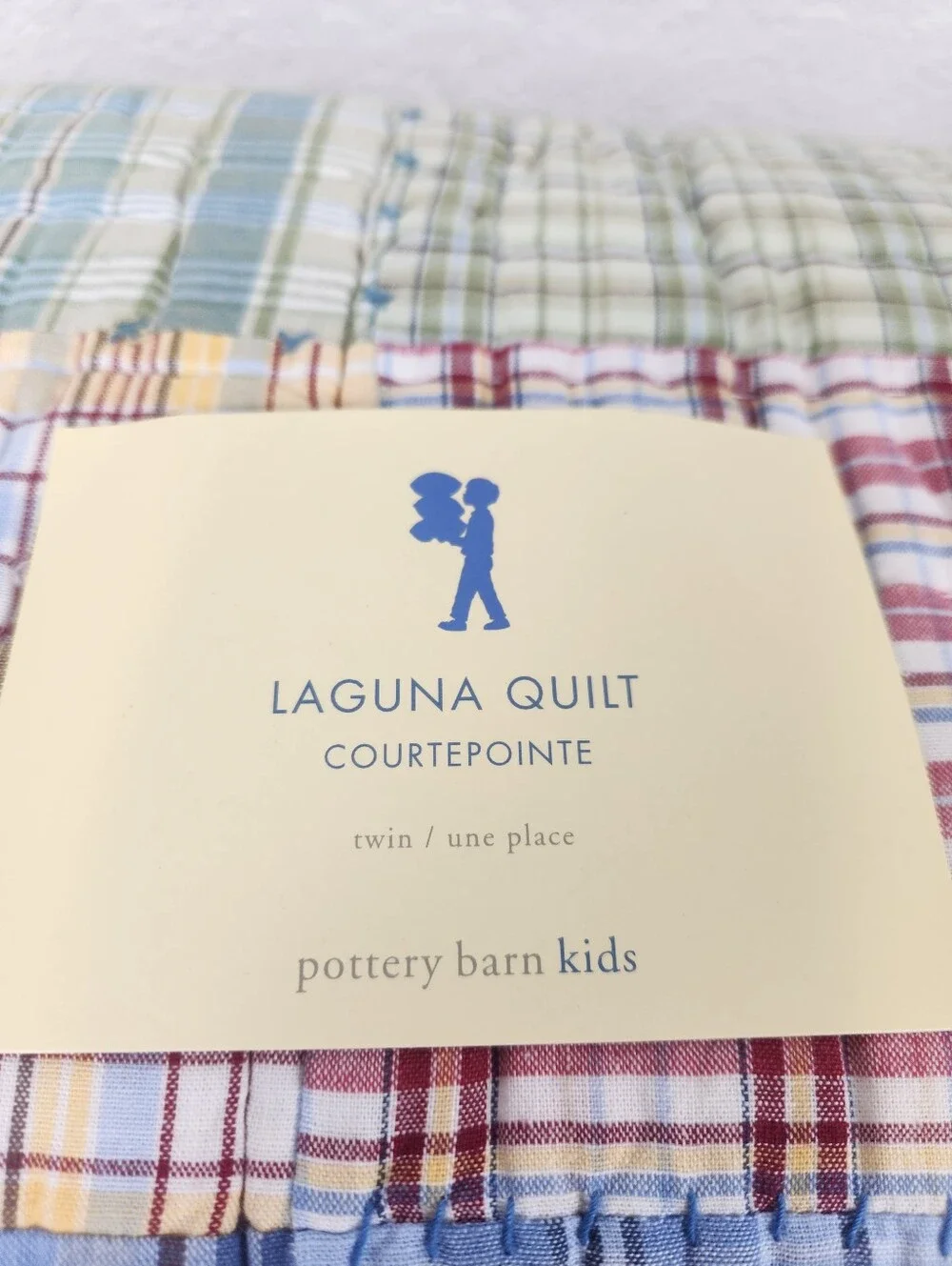 Pottery Barn Kids Laguna Plaid Patchwork Quilt Sz Twin Primary Colors Americana